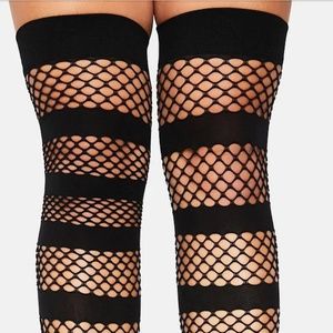 Sexy fishnet knee high striped socks - halloween or everyday gothic punk cute